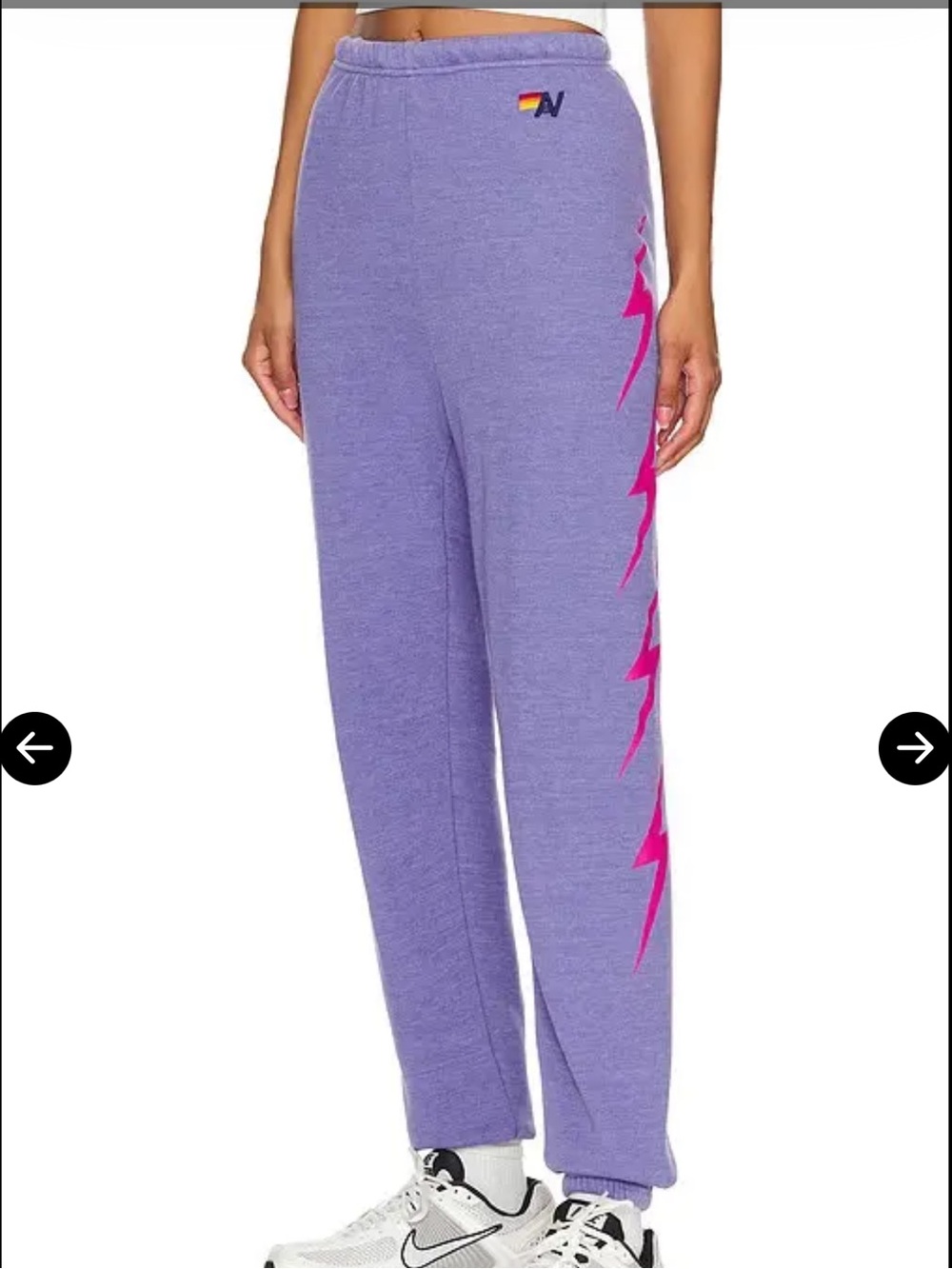 Aviator Nation Lavender BOLT 4 SWEATPANTS Neon Pink Bolts XS